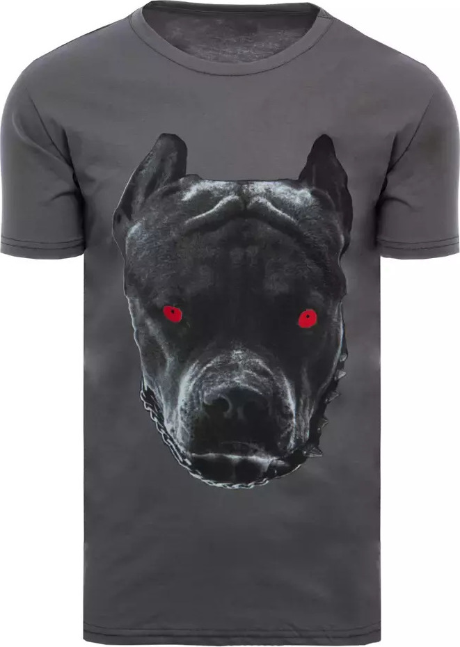 GRAFITOVÉ TRIČKO S POTISKEM PITBULL RX4938 Velikost: 2XL