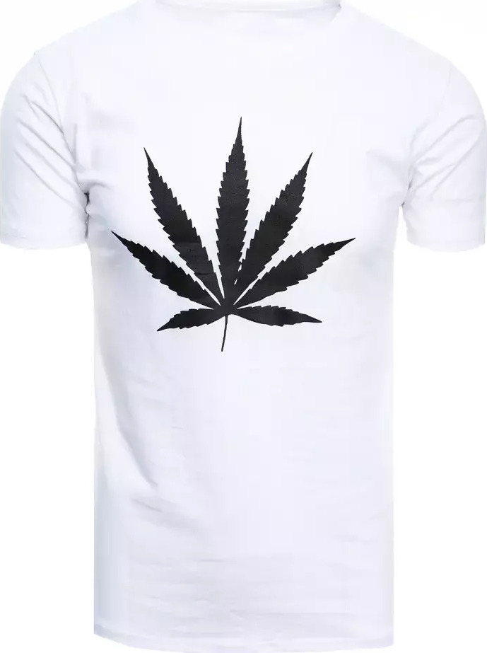 BÍLÉ TRIČKO S POTISKEM WEED RX4929 Velikost: 2XL