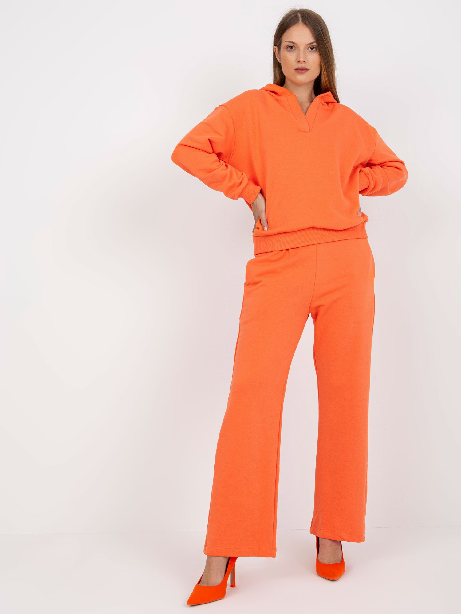 ORANŽOVÁ TEPLÁKOVÁ SOUPRAVA S KAPUCÍ FA-KMPL-7813.51-ORANGE Velikost: L/XL