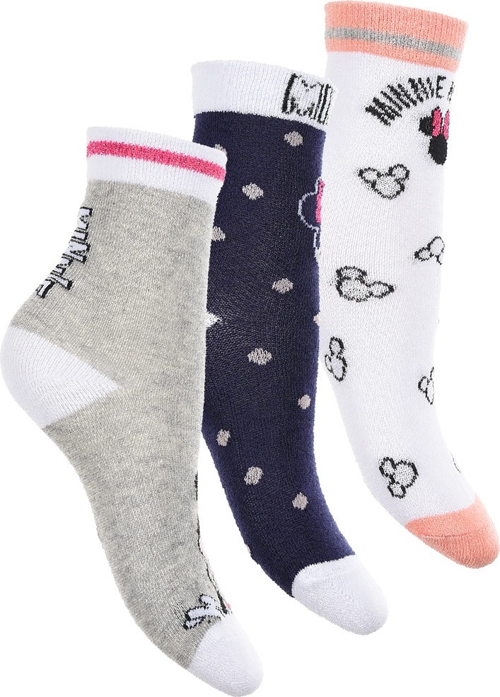 Balení ponožek Disney Minnie Mouse - šedá/modrá/bílá (Velikost 23/26)