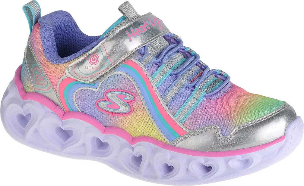 Barevné dívčí svítící tenisky Skechers Heart Lights-Rainbow Lux