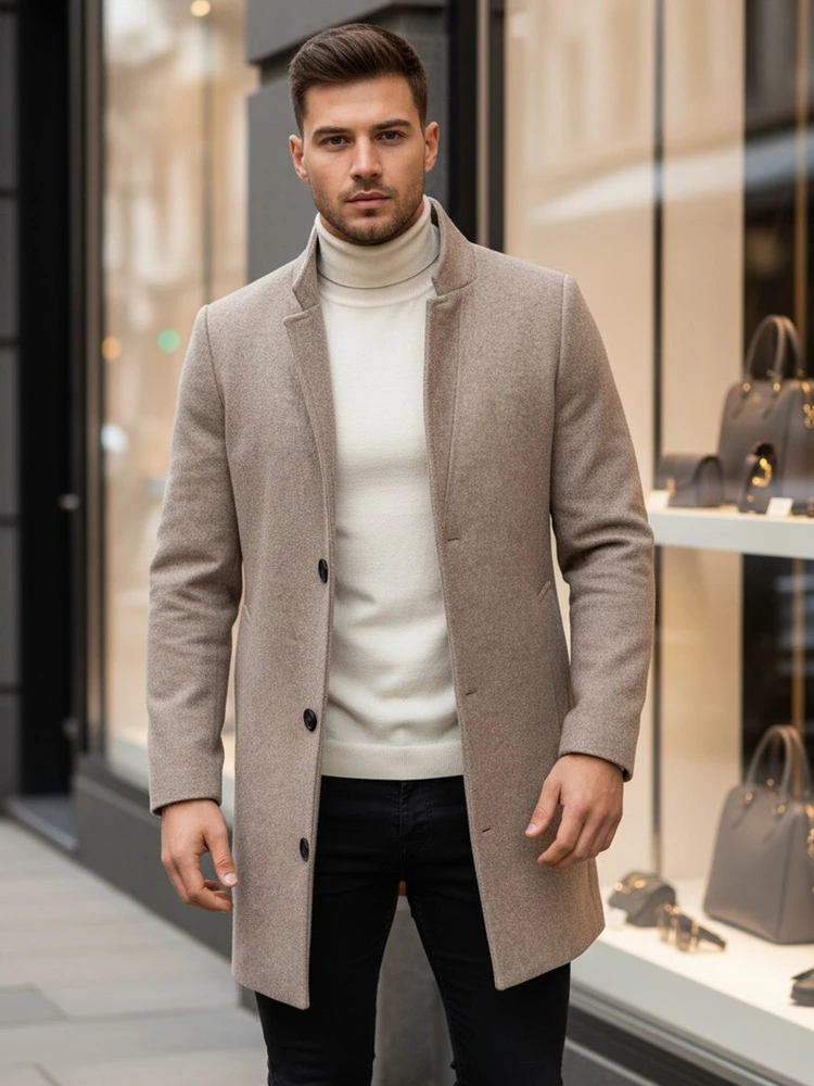 Hnědý pánský kabát CX0442