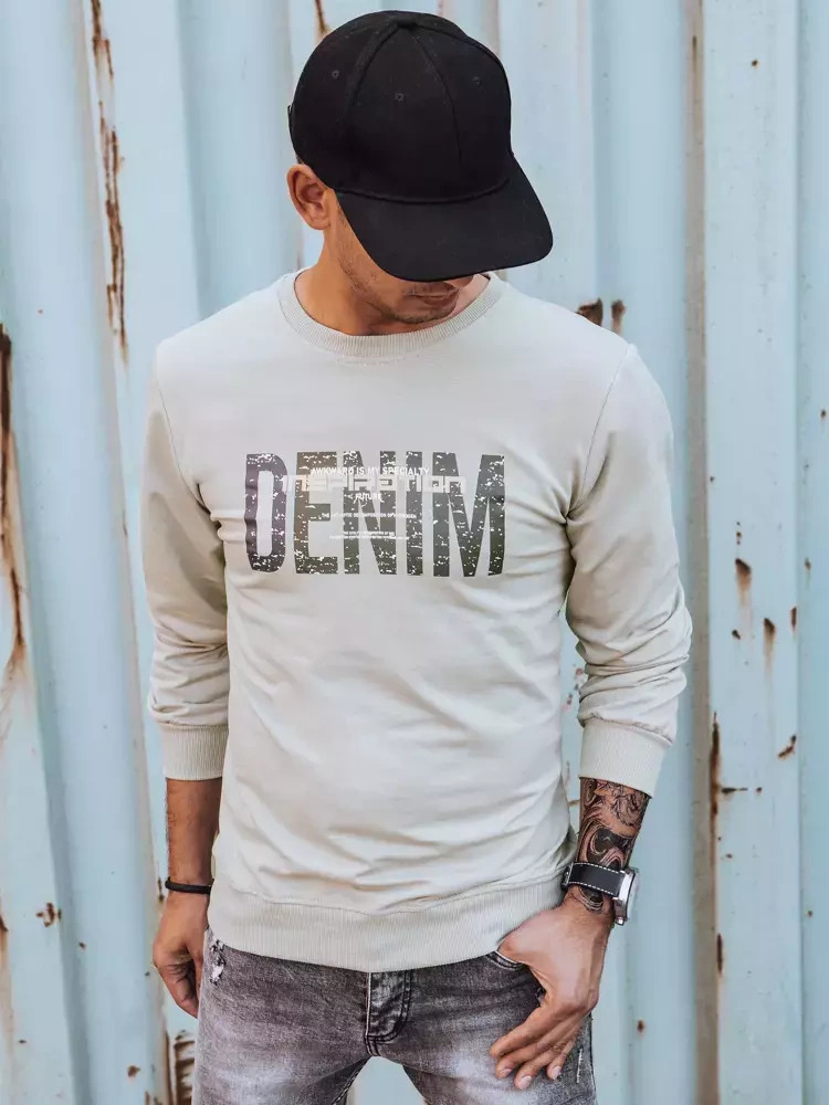 Béžová mikina s nápisem DENIM (Velikost M)
