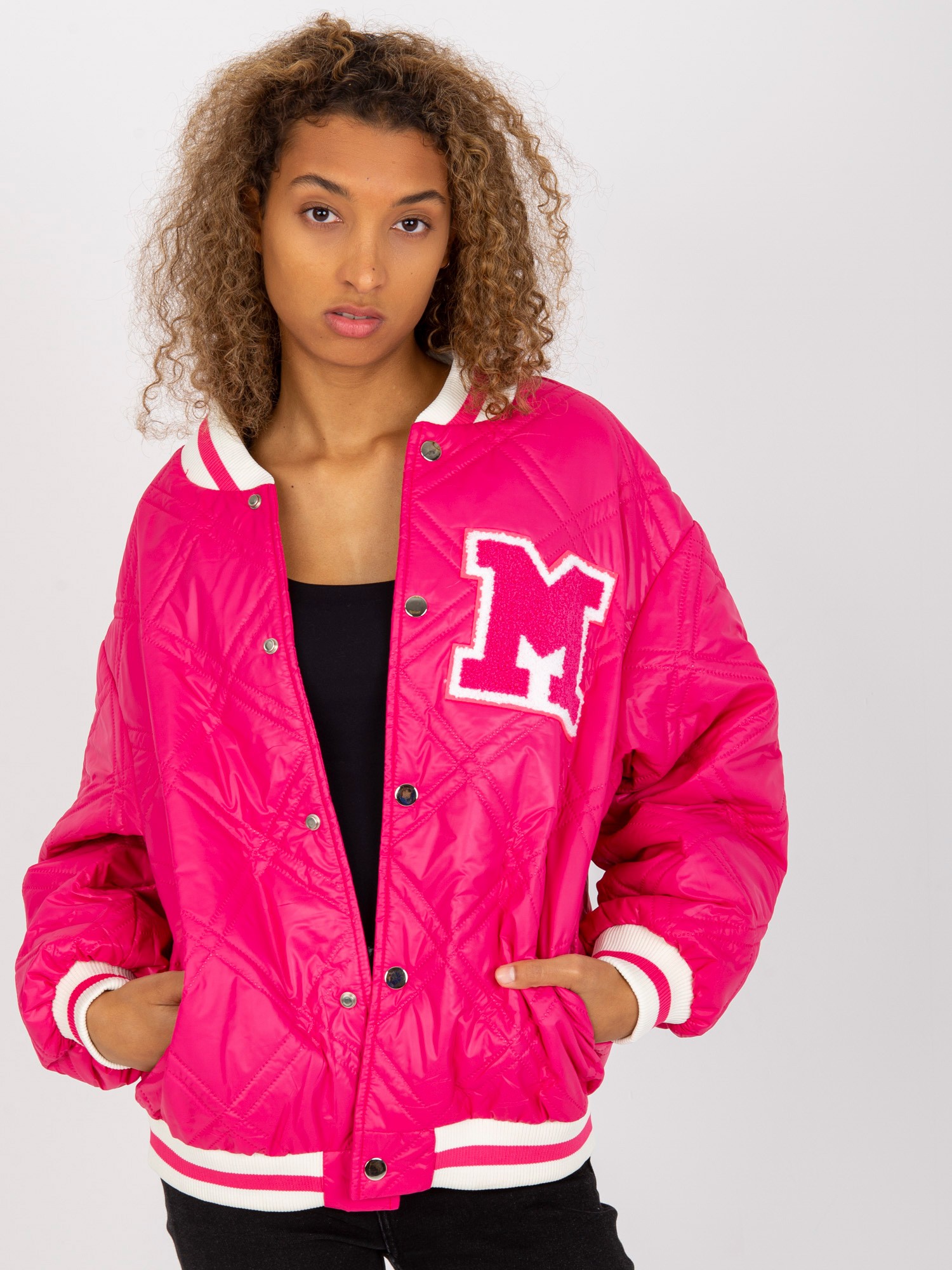 FUCHSIOVÝ OVERSIZE BOMBER EM-KR-M5798.80P-FUCHSIA Velikost: L/XL