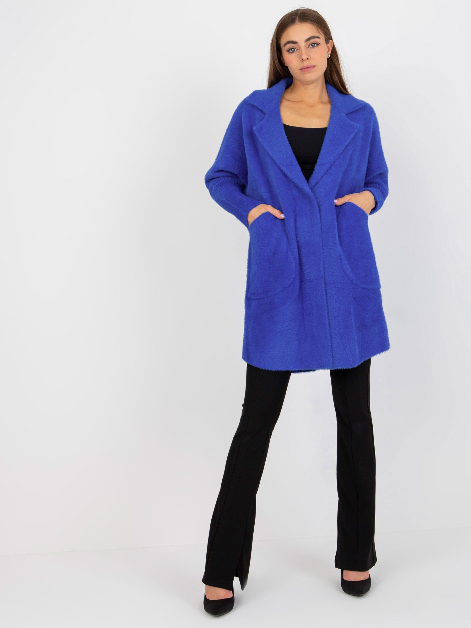 MODRÝ TEDDY COAT EVELINE S KAPSAMI MBM-PL-1521.97P-COBALT Velikost: ONE SIZE