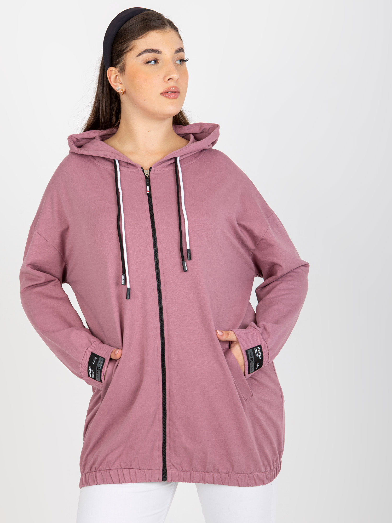 TMAVĚ RŮŽOVÁ MIKINA ESSENTIALS -RV-BL-8277.28-DARK PINK Velikost: ONE SIZE