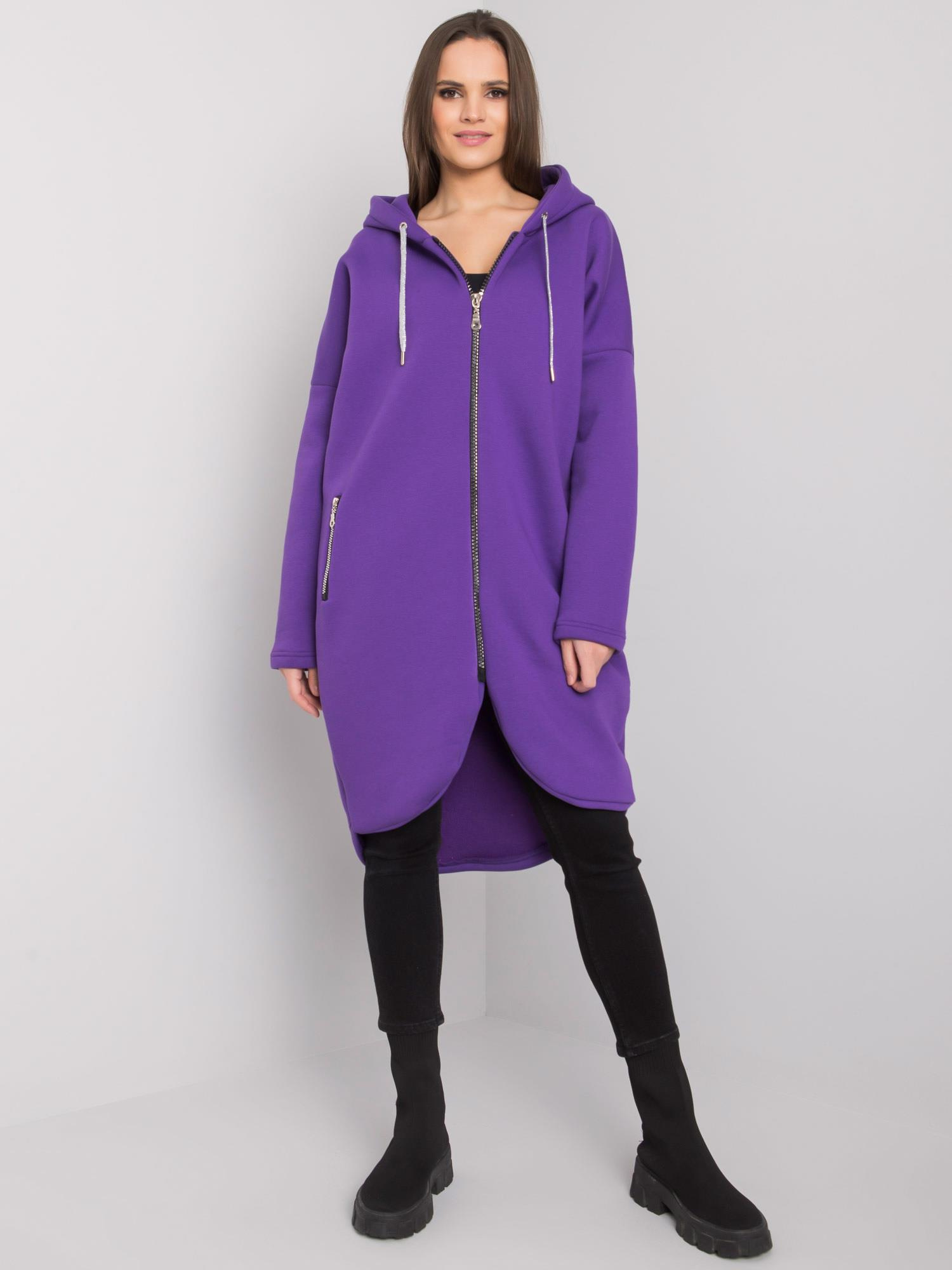 FIALOVÁ DÁMSKÁ DLOUHÁ MIKINA NA ZIP RV-BL-5775.17X-PURPLE Velikost: L/XL