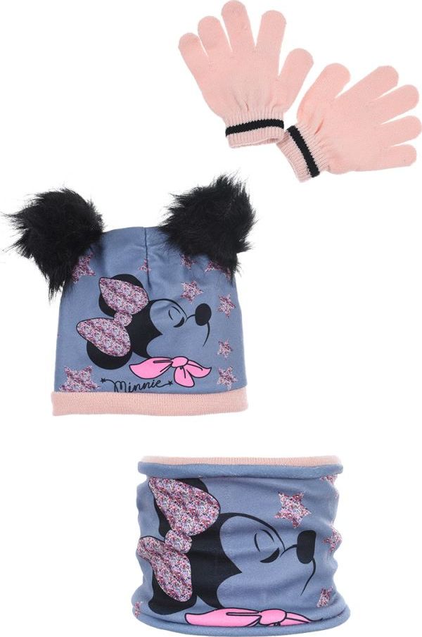 Modrý set s bambulkami Minnie Mouse