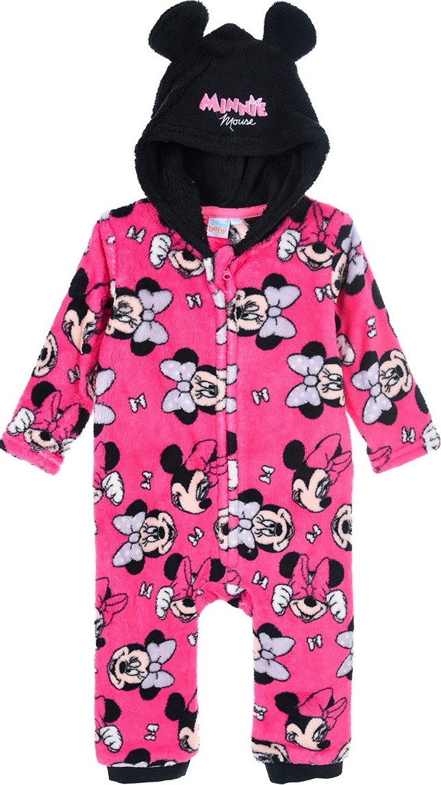 Růžový plyšový overálek Minnie Mouse (Velikost 74)