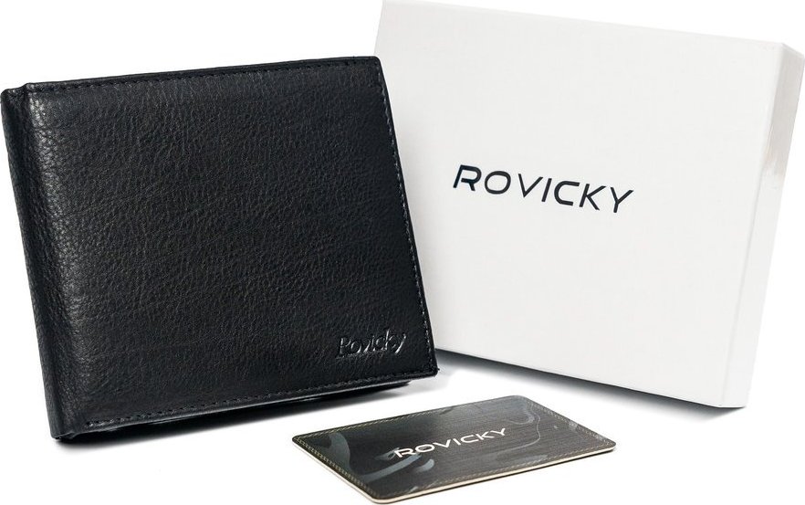 ROVICKY ČERNÁ KOŽENÁ PENĚŽENKA S KAPSOU NA ZIP L091 N992-PZ-CCR-RFID-BLA Velikost: ONE SIZE