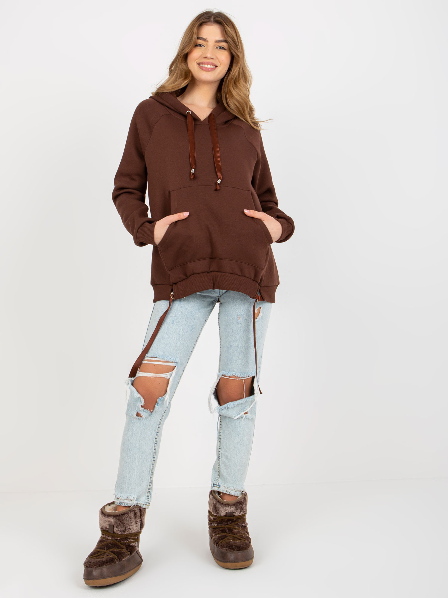 Hnědá stylová mikina (Velikost 2XL)