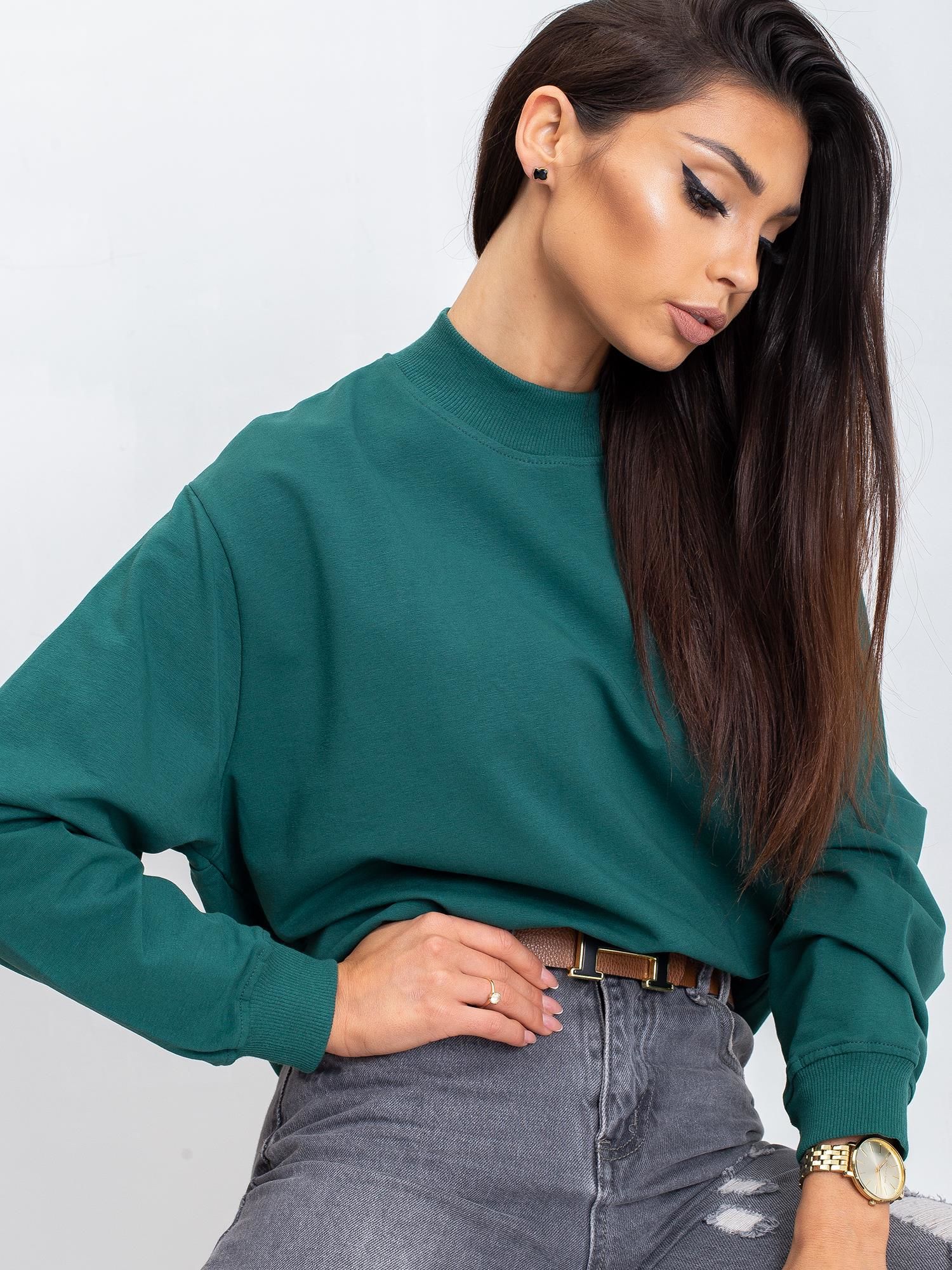 TMAVĚ ZELENÁ DÁMSKÁ MIKINA RV-BL-5185.90P-DARK GREEN Velikost: S/M