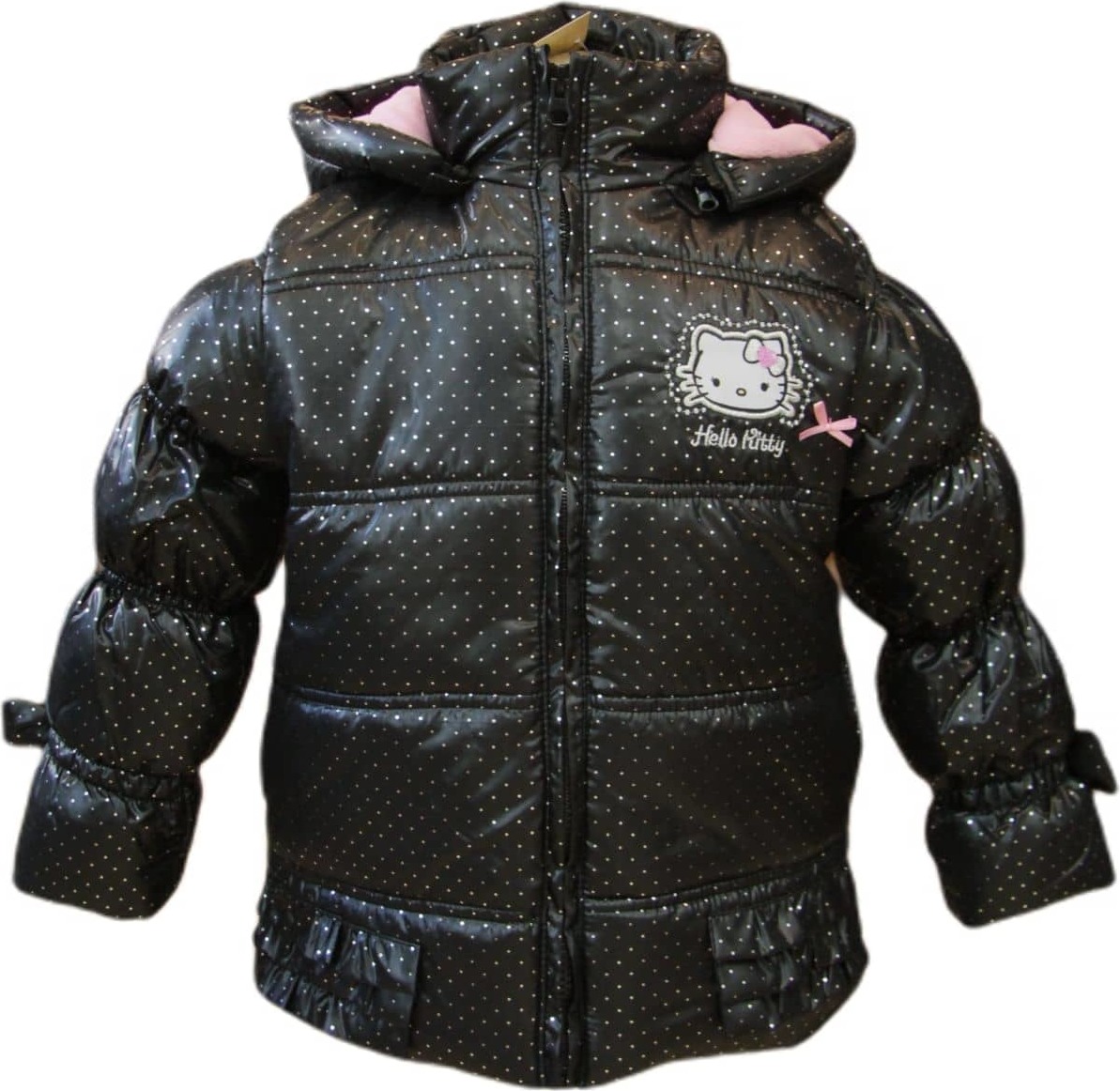 Černá prošívaná dívčí bunda Hello Kitty (Velikost 104)