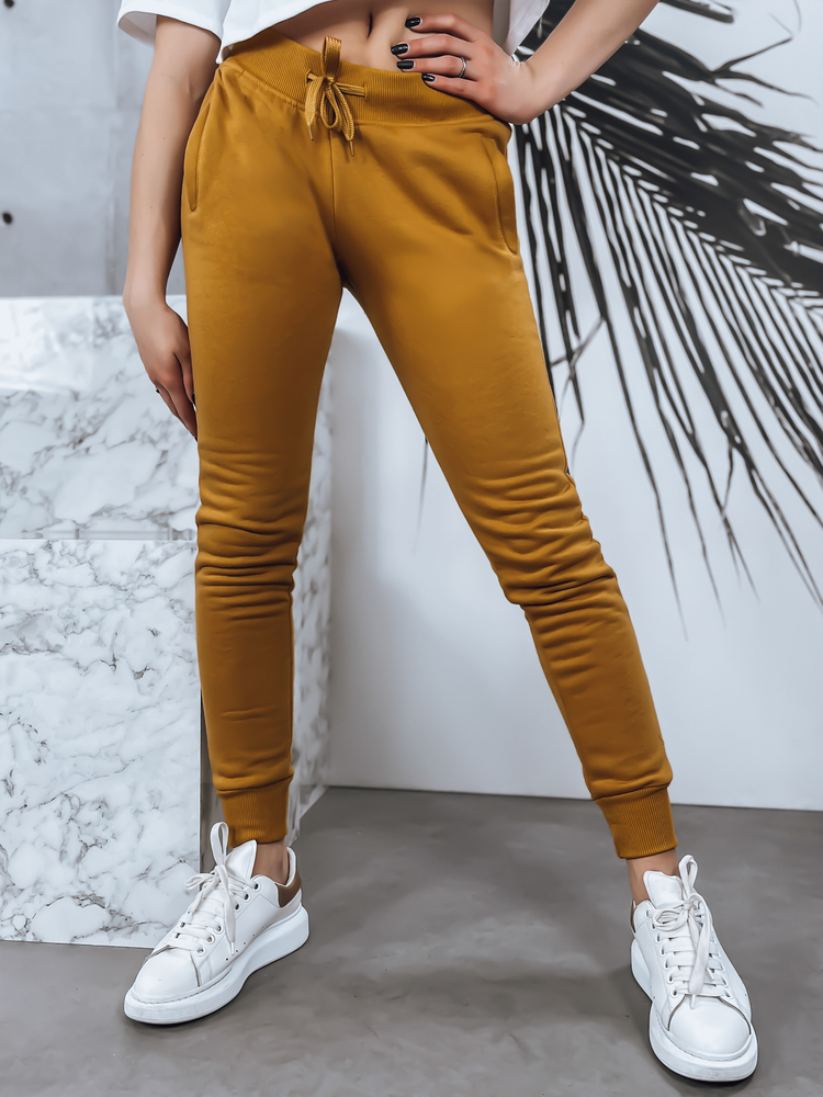 Hořčicové dámské tepláky FITS (Velikost S)