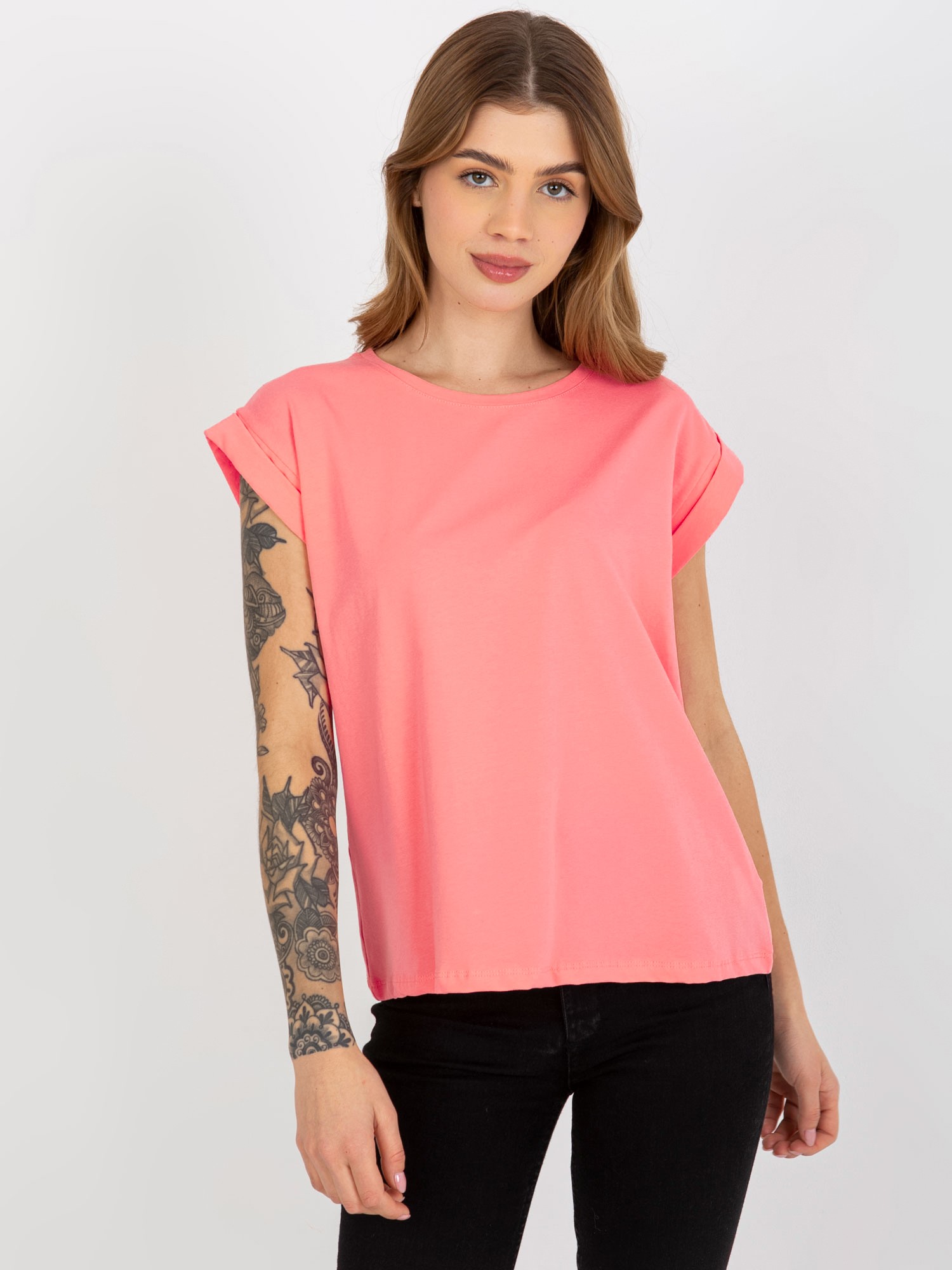 MERUŇKOVÉ DÁMSKÉ BASIC TRIČKO RV-TS-4833.00X-PEACH Velikost: XL