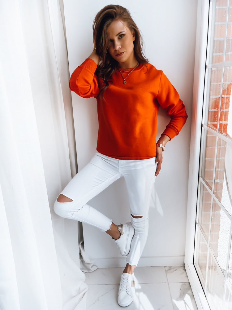 Oranžová mikina bez kapuce FASHION II (Velikost S)