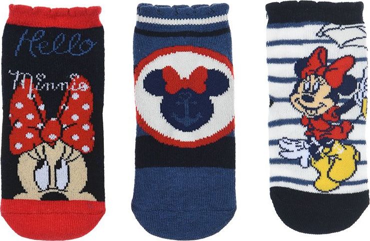 Trojbalení ponožek pro miminka Minnie Mouse - černá/modrá/bílá (Velikost 68/80)