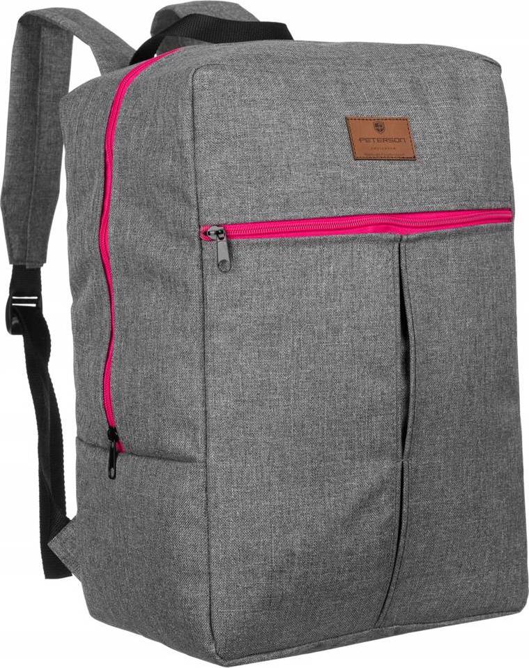 PETERSON ŠEDÝ CESTOVNÍ BATOH S RŮŽOVÝM ZIPEM [DH] PTN PP-GRAY-PINK Velikost: ONE SIZE