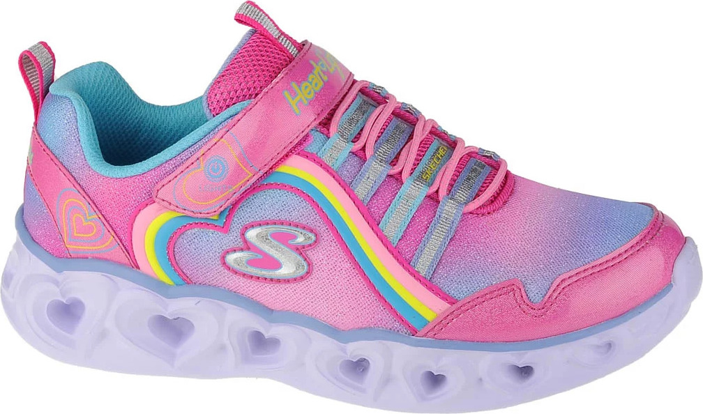 RŮŽOVÉ DÍVČÍ SVÍTÍCÍ TENISKY SKECHERS HEART LIGHTS-RAINBOW LUX 302308L-PKMT Velikost: 34