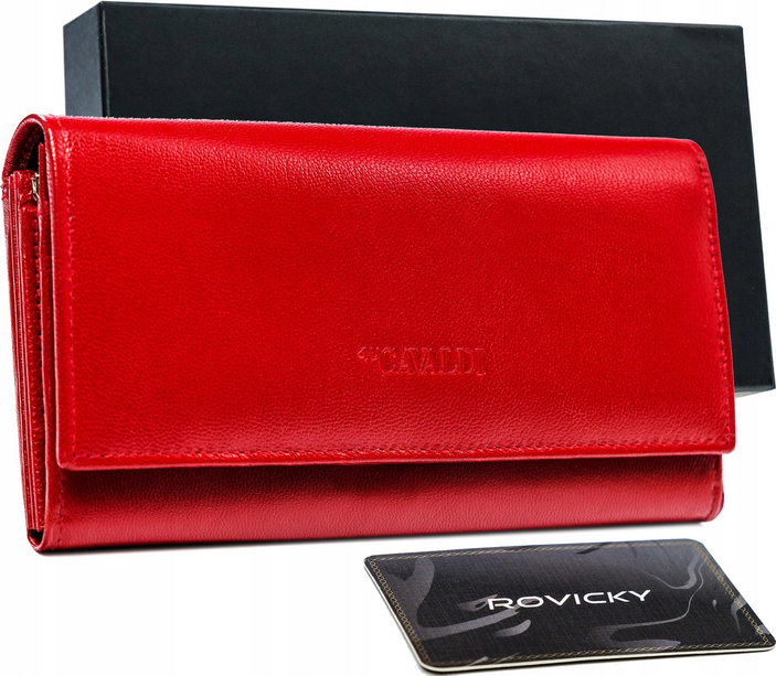 CAVALDI ČERVENÁ KOŽENÁ PENĚŽENKA S RFID M336 RD-23-GCL-0993 RED Velikost: ONE SIZE