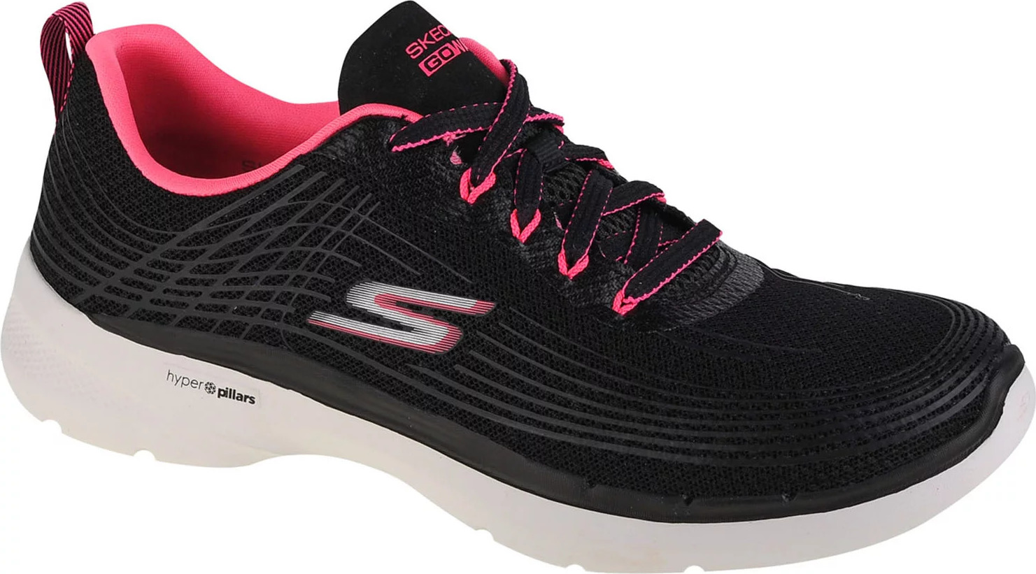 ČERNÉ DÁMSKÉ TENISKY SKECHERS GO WALK 6 - STUNNING GLOW 124554-BKHP Velikost: 38