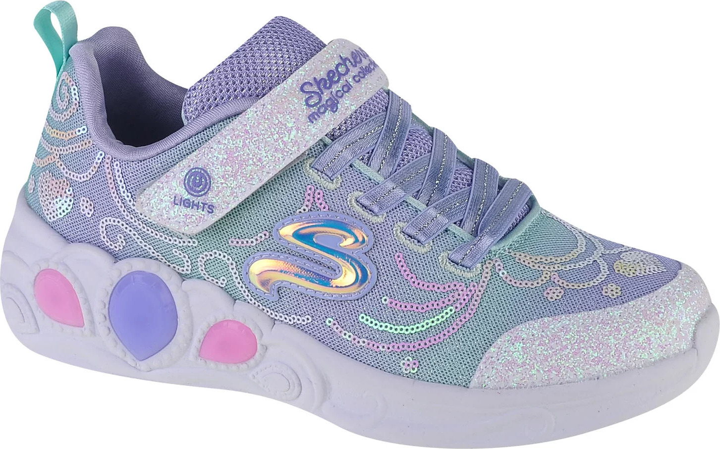 Třpytivé dívčí svítící tenisky Skechers Princess Wishes (Velikost 29)