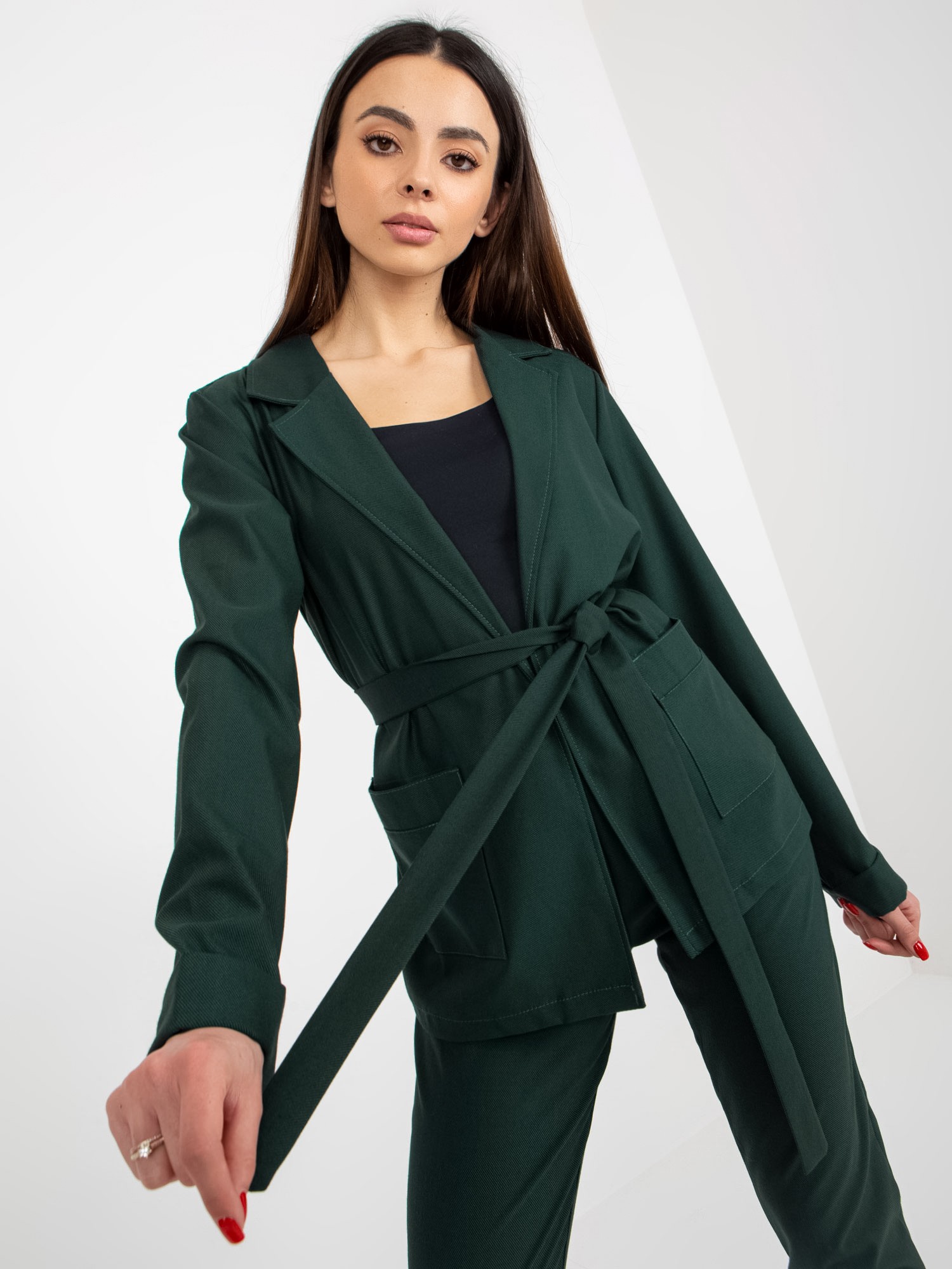 TMAVĚ ZELENÉ SÁČKO S PÁSKEM NA VÁZÁNÍ LK-MA-507798-1.15P-DARK GREEN Velikost: 38