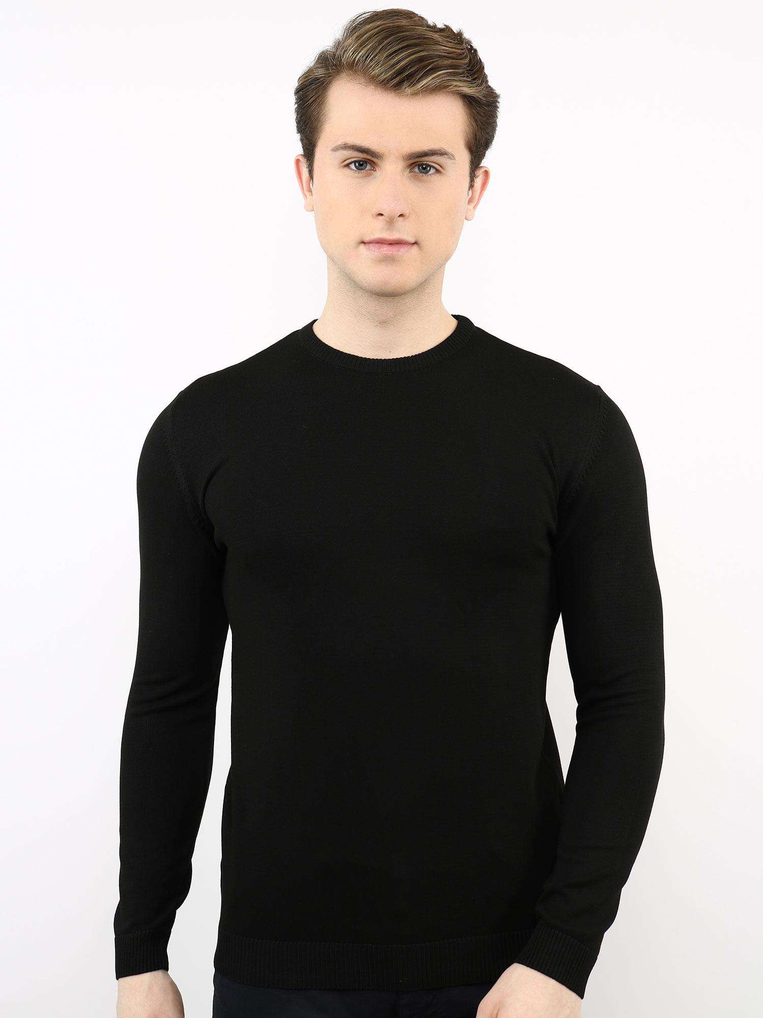 Černý pánský tenký pletený svetr TIK-K21-0094-black Velikost: S