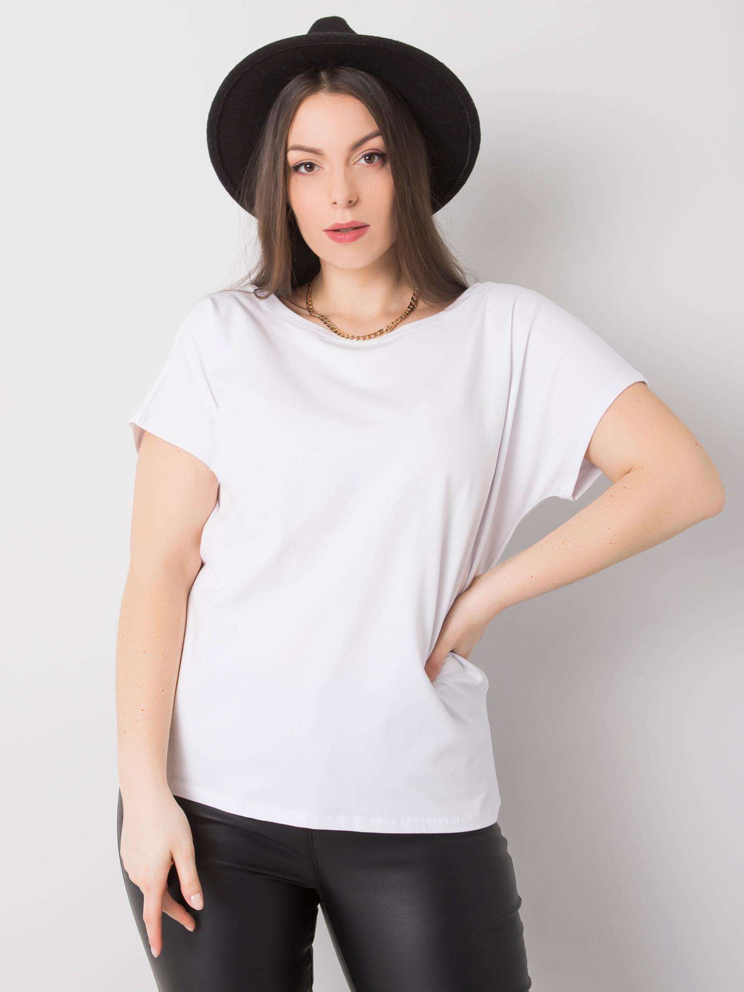 Bílé dámské tričko s výstřihem na zádech -RV-TS-6297.08P-white Velikost: 3XL