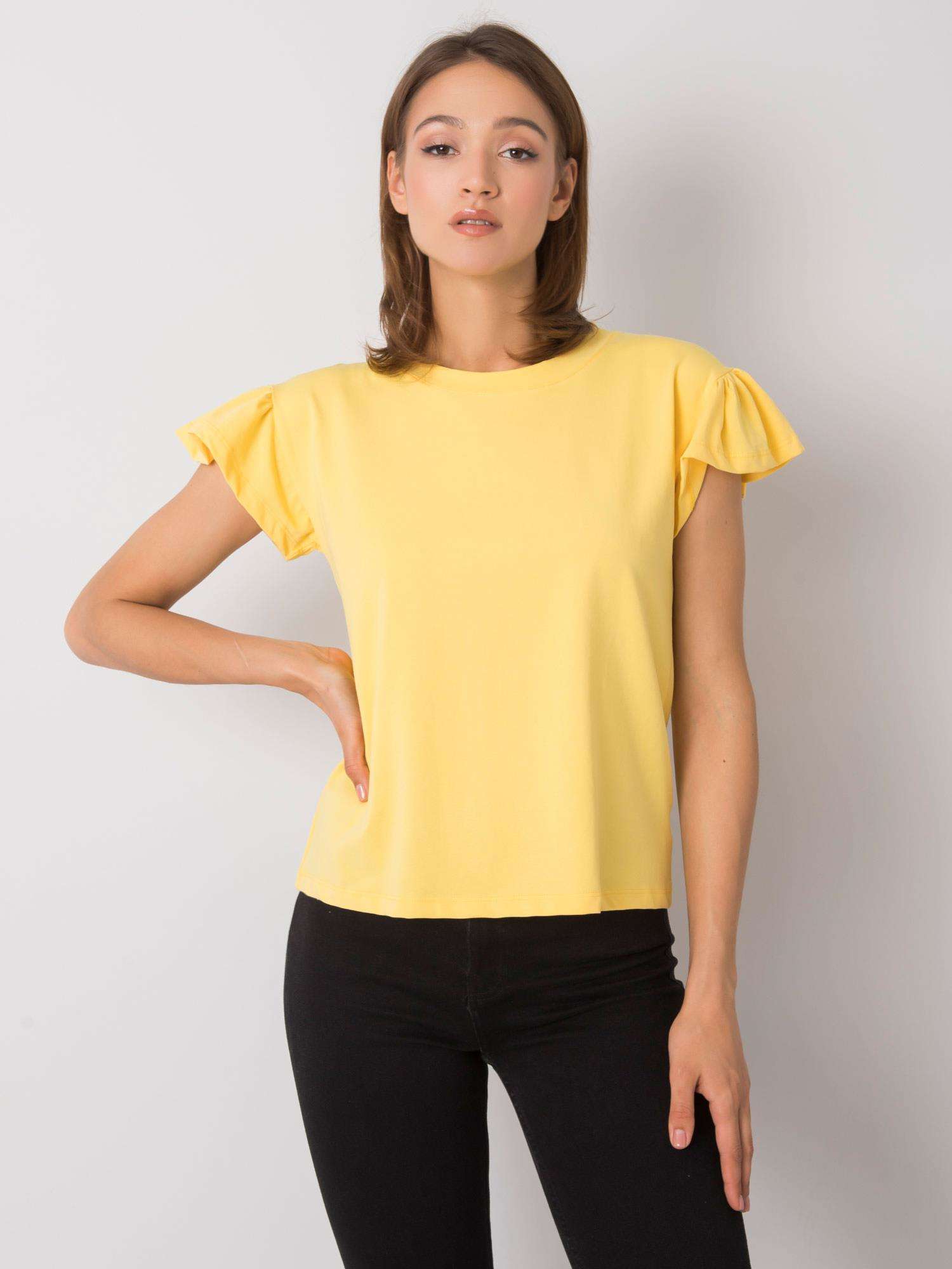 Světle žluté dámské tričko s volány RV-BZ-6724.69-yellow Velikost: S/M