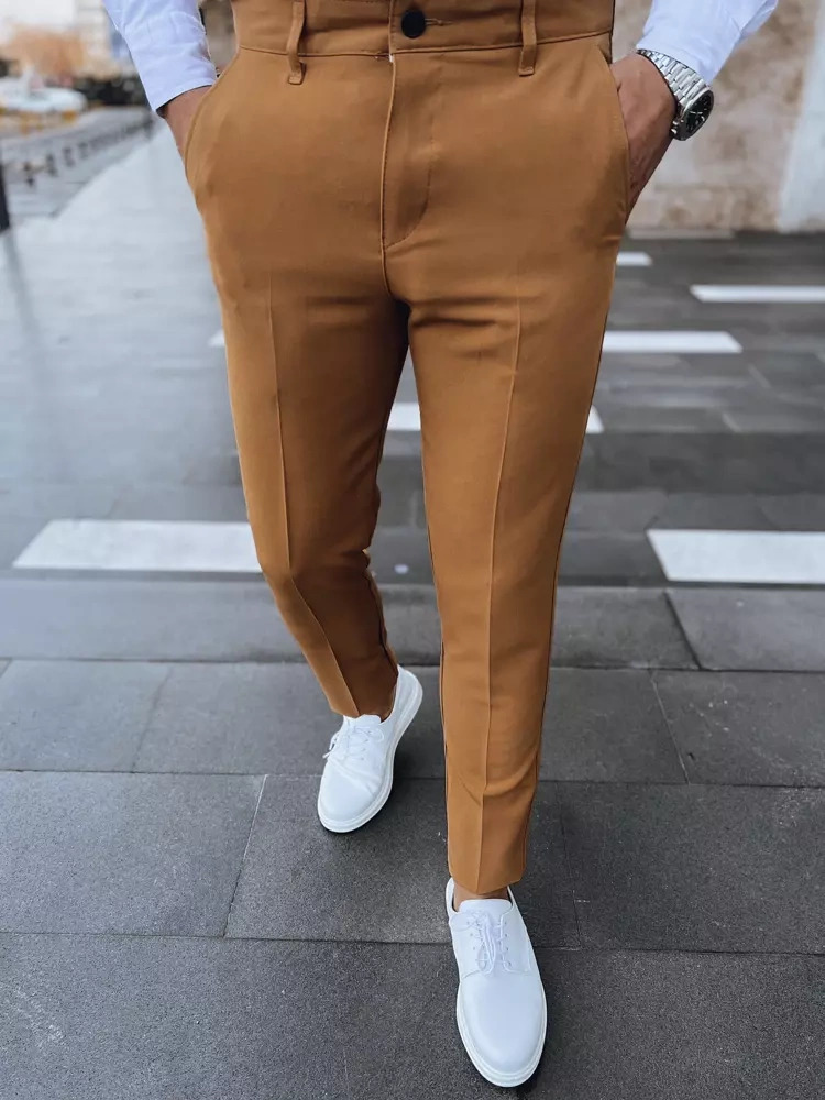 Hnědé pánské jednobarevné chino kalhoty (Velikost 30)
