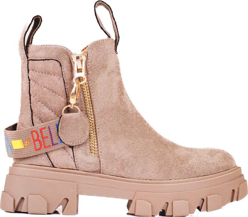 Béžové kotníkové boty na platformě