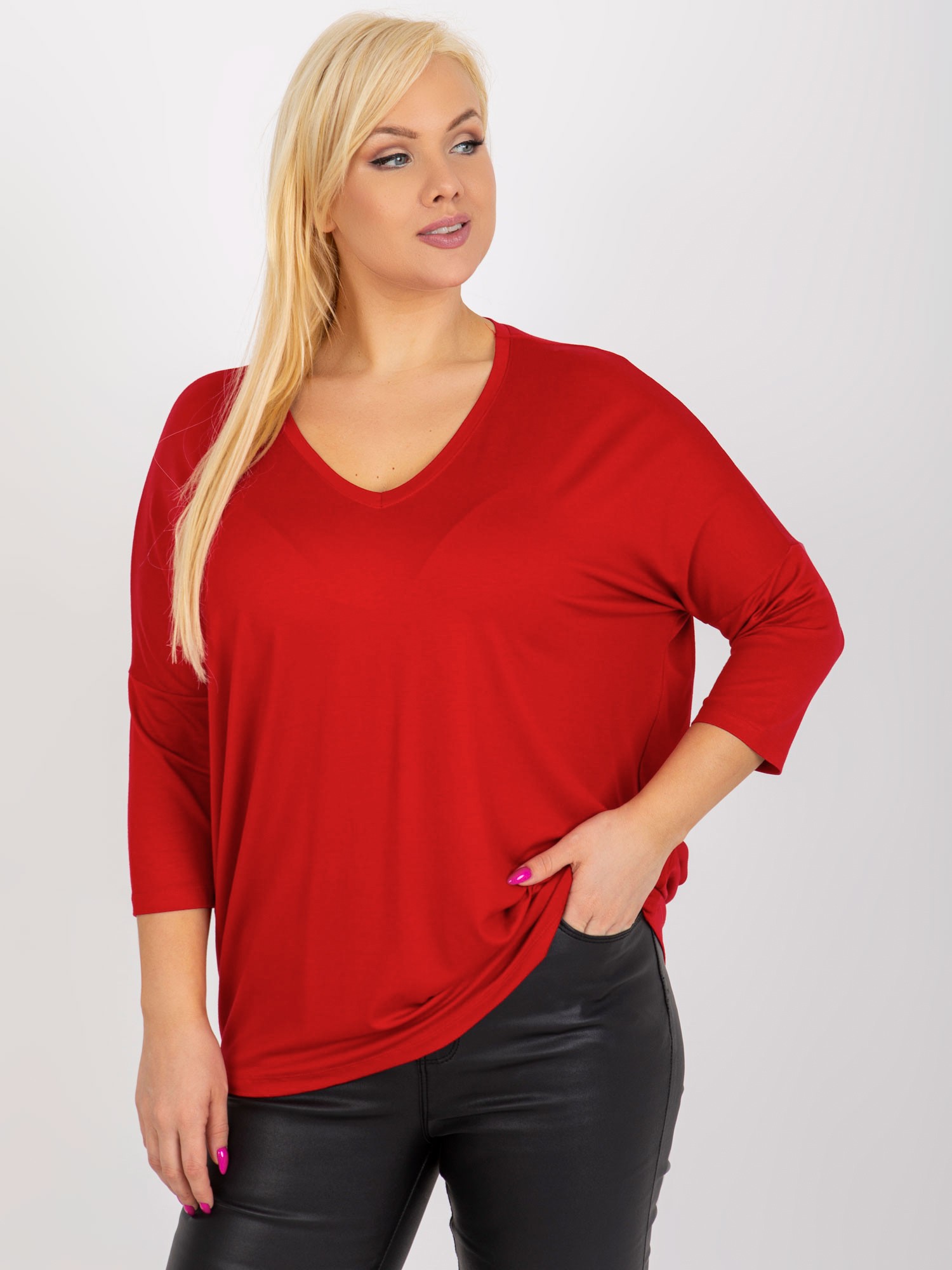 ČERVENÁ VOLNÁ HALENKA RV-BZ-5745.18-RED Velikost: ONE SIZE