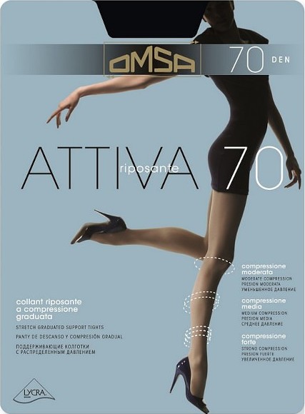 Kompresní silonky Omsa Attiva 70 den (Velikost L, Barva karamelová)