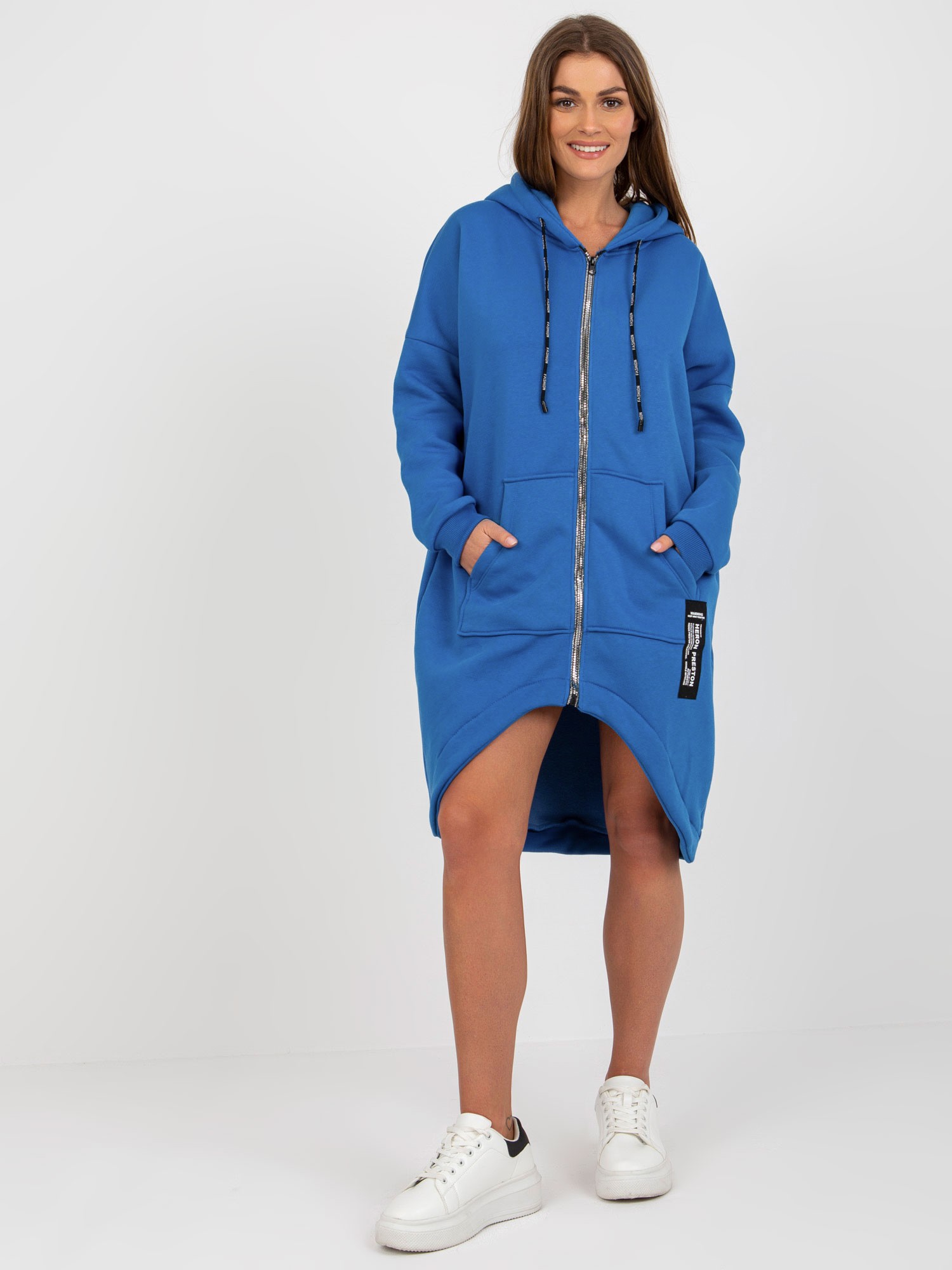 MODRÁ DLOUHÁ MIKINA NA ZIP -RV-BL-8300.00P-DARK BLUE Velikost: S/M