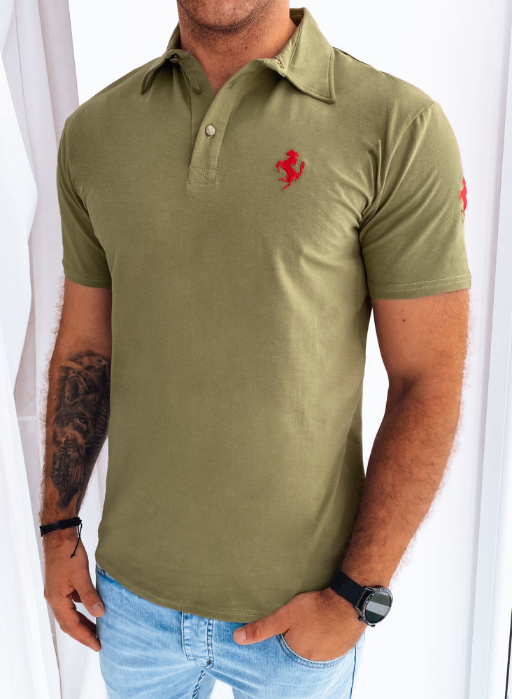 KHAKI POLOKOŠILE S NÁŠIVKOU KONĚ PX0590 Velikost: 2XL