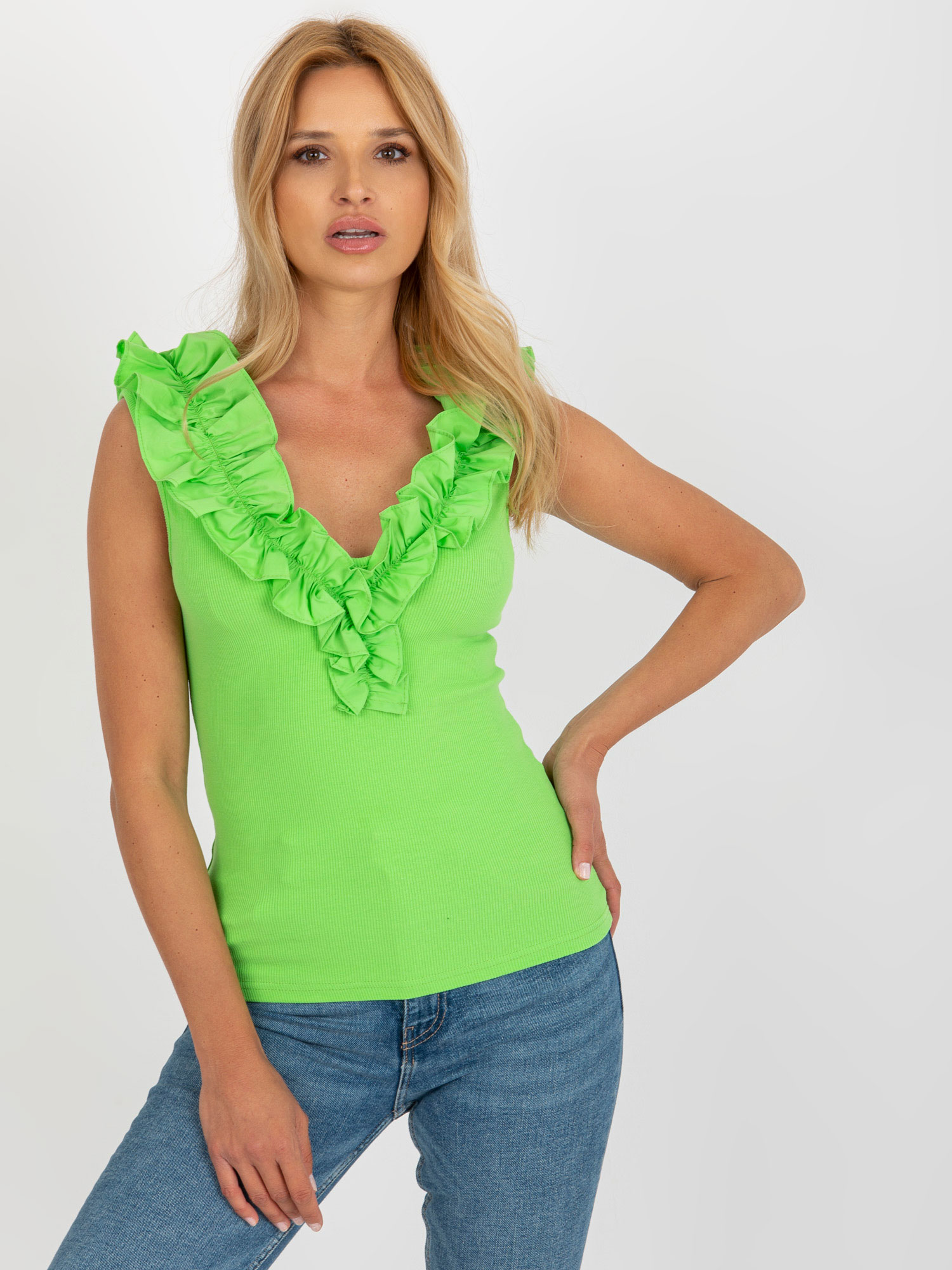 SVĚTLE ZELENÝ TOP BEZ RUKÁVŮ NM-BZ-JX-08909.25-LIGHT GREEN Velikost: ONE SIZE