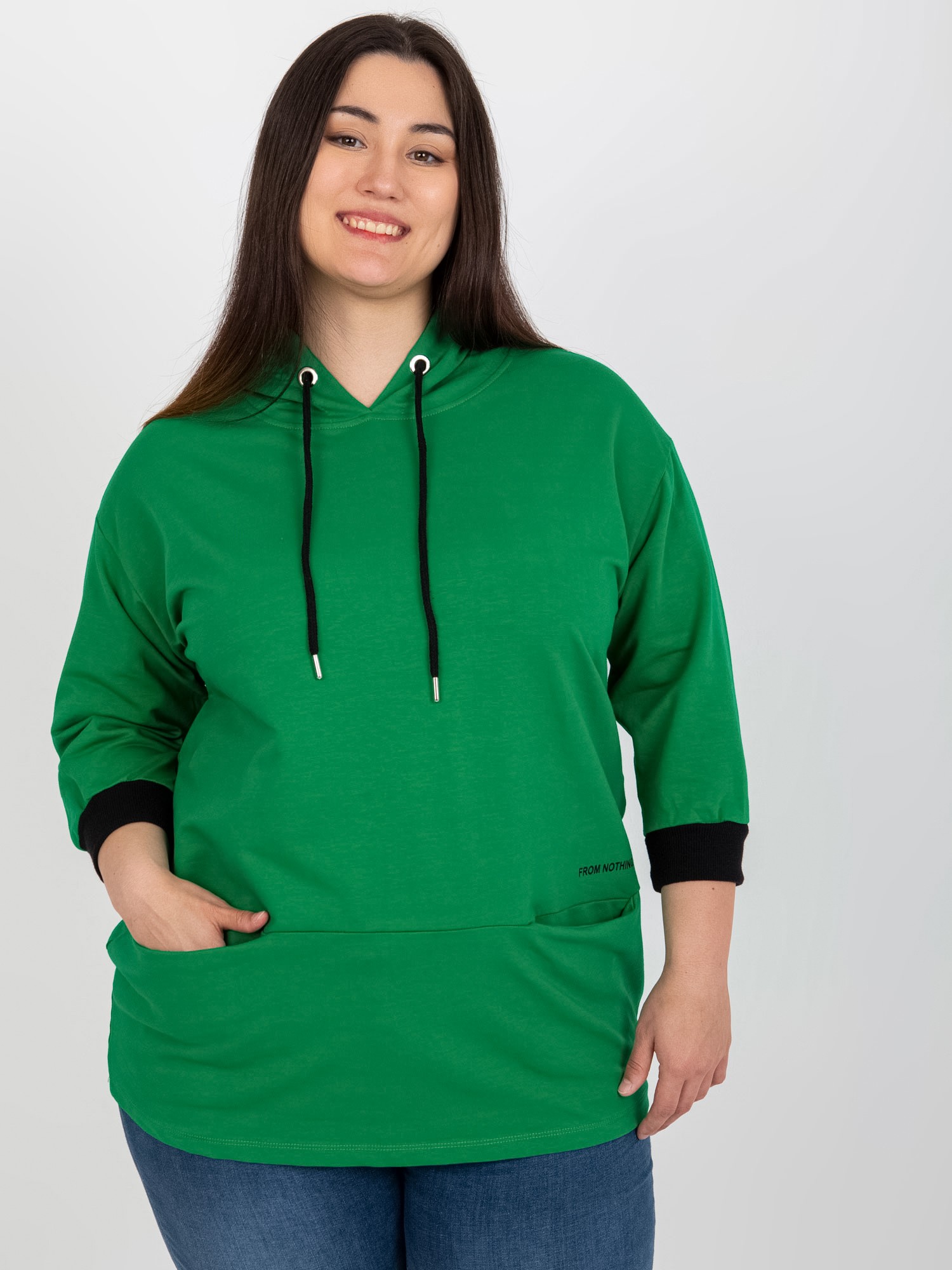 ZELENÁ MIKINA S KAPUCÍ RV-TU-8241.54P-GREEN Velikost: ONE SIZE