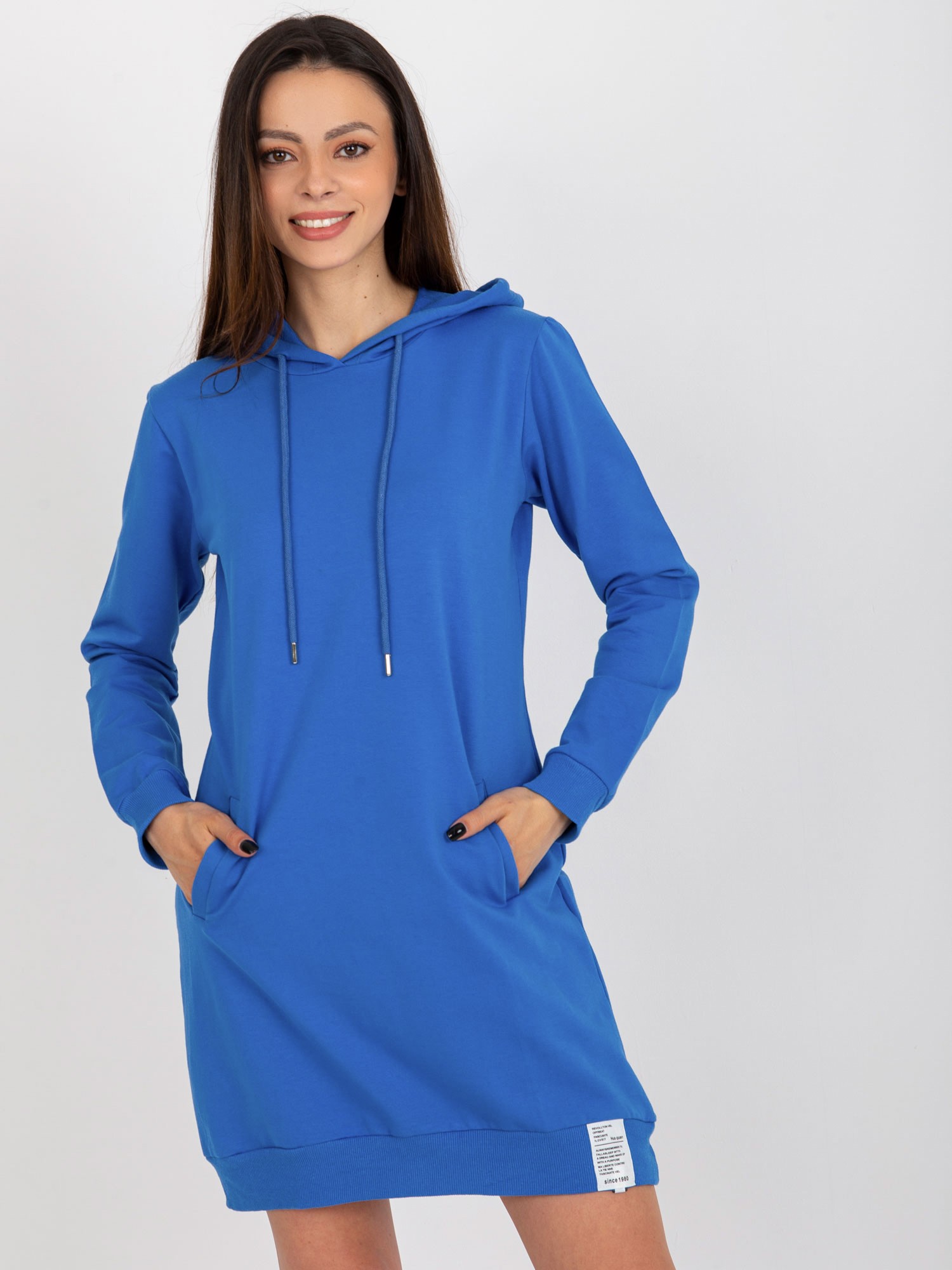 MODRÉ MIKINOVÉ ŠATY RV-TU-8356.90-DARK BLUE Velikost: ONE SIZE