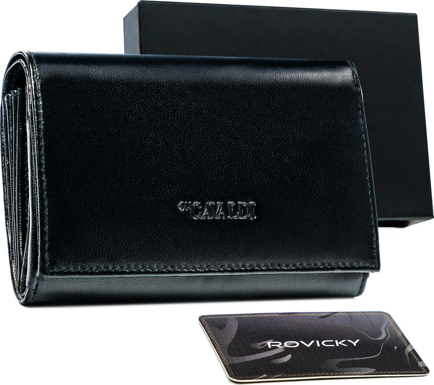 CAVALDI ČERNÁ HLADKÁ KOŽENÁ PENĚŽENKA M493 [H] RD-22-GCL-0870 BLACK Velikost: ONE SIZE