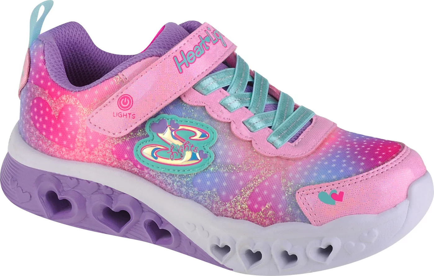 BAREVNÉ DÍVČÍ SVÍTÍCÍ TENISKY SKECHERS FLUTTER HEART LIGHTS 302315L-PKMT Velikost: 32