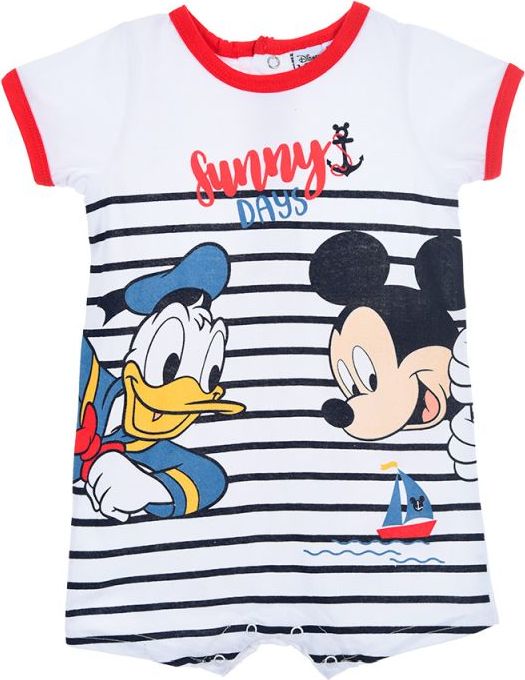 Bílé pruhované chlapecké body Disney Baby Mickey Mouse (Velikost 67)