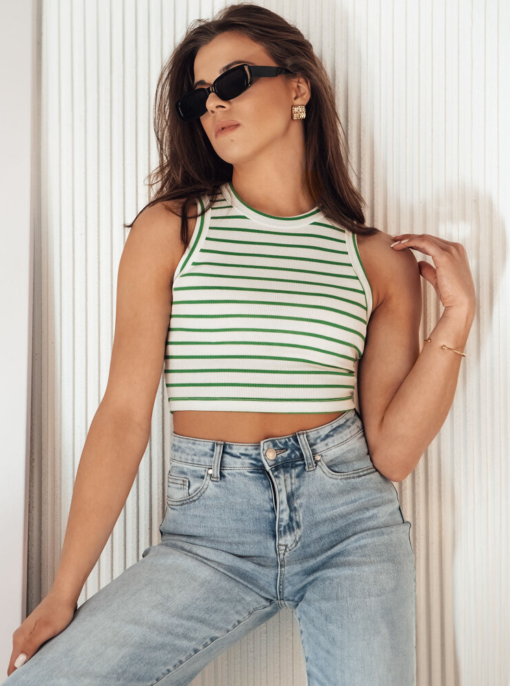 Bílý pruhovaný crop top STELLA MAE (Velikost S)