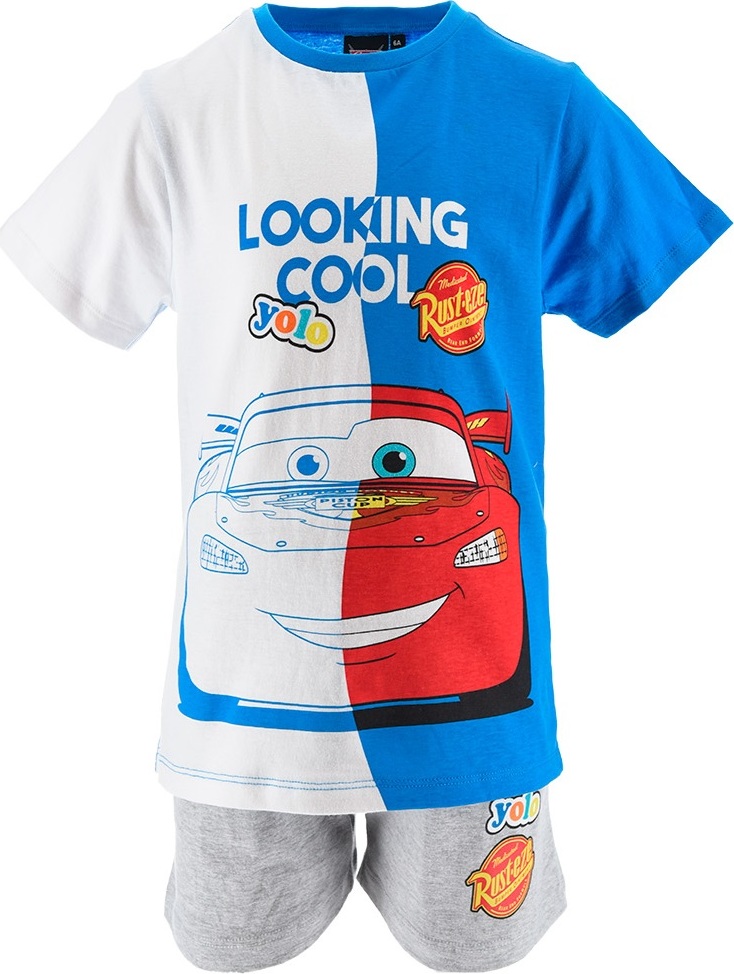 Bílo-šedý letní chlapecký set Disney Cars (Velikost 98)