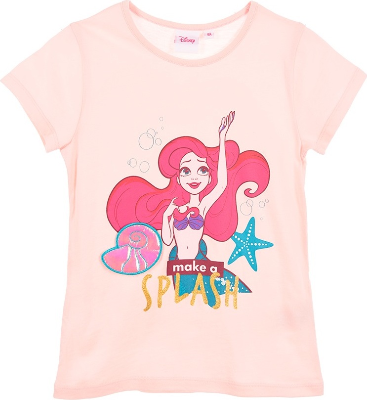 Pudrové dívčí tričko Disney Princess - Ariel (Velikost 98)
