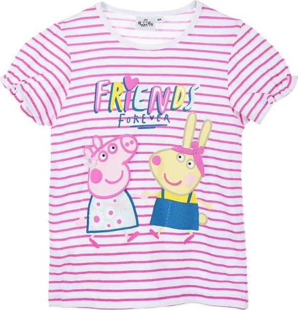 Růžové pruhované dívčí tričko Peppa Pig (Velikost 98)