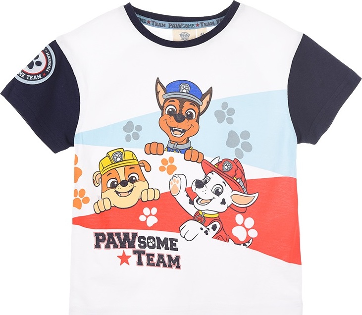 Bílo-tmavě modré chlapecké tričko Paw Patrol (Velikost 98)
