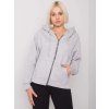 Světle šedá dámská mikina na zip s kapucí