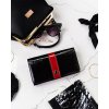 Peterson Černá dámská kožená peněženka s červeným pruhem Y352 (Velikost ONE SIZE)