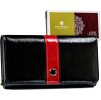 Peterson Černá dámská kožená peněženka s červeným pruhem Y352 (Velikost ONE SIZE)